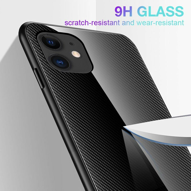 Capa Para iPhone 12 Pro Max Vidro Temperado De Fibra De Carbono Clássico