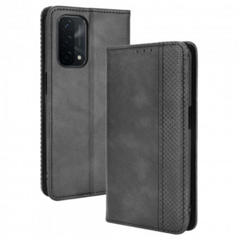 Capa De Celular Para Oppo A54 5G / A74 5G Flip Efeito Couro Vintage Estilizado