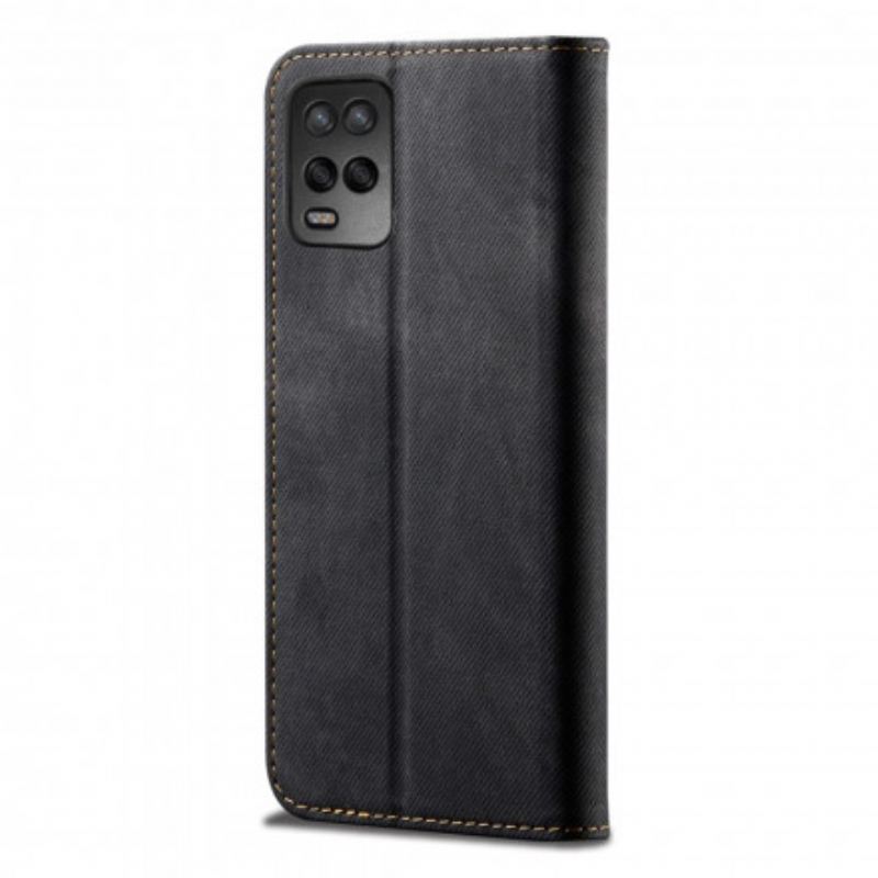 Capa De Celular Para Oppo A54 5G / A74 5G Flip Tecido Jeans