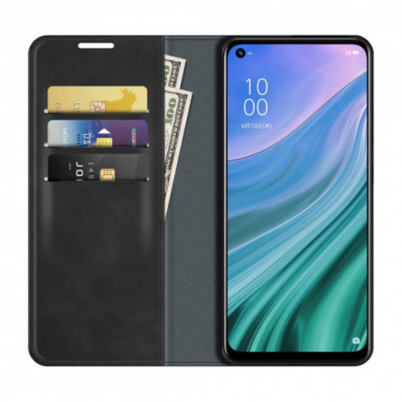 Capa De Celular Para Oppo A54 5G / A74 5G Flip Toque De Pele