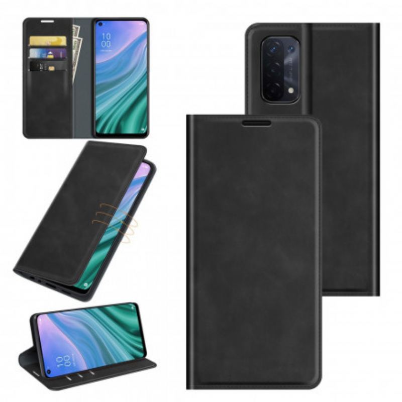 Capa De Celular Para Oppo A54 5G / A74 5G Flip Toque De Pele