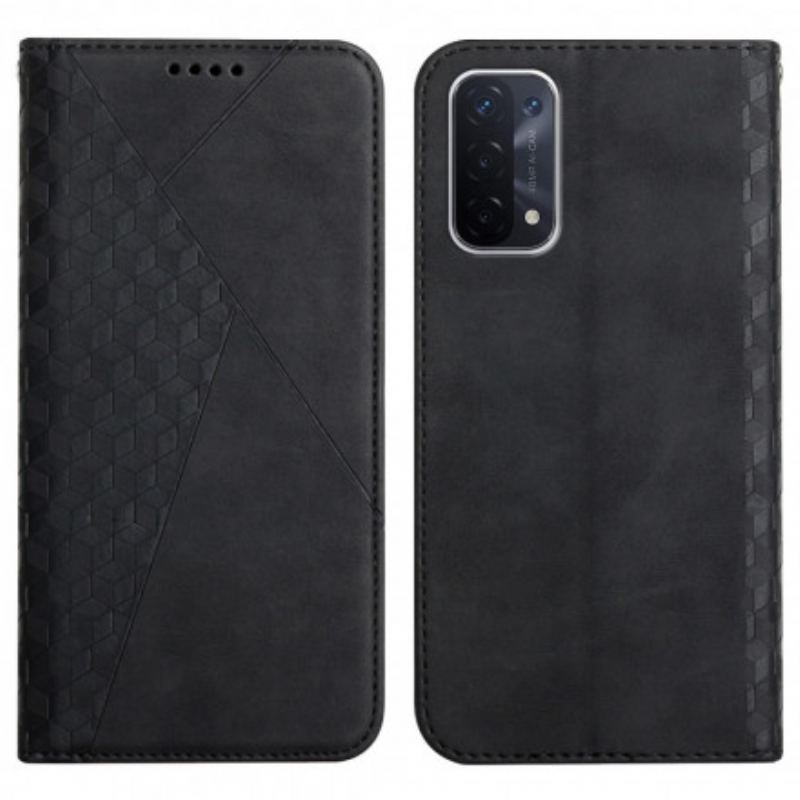 Capa De Celular Para Oppo A54 5G / A74 5G Flip Toque De Pele Estilo Cúbico