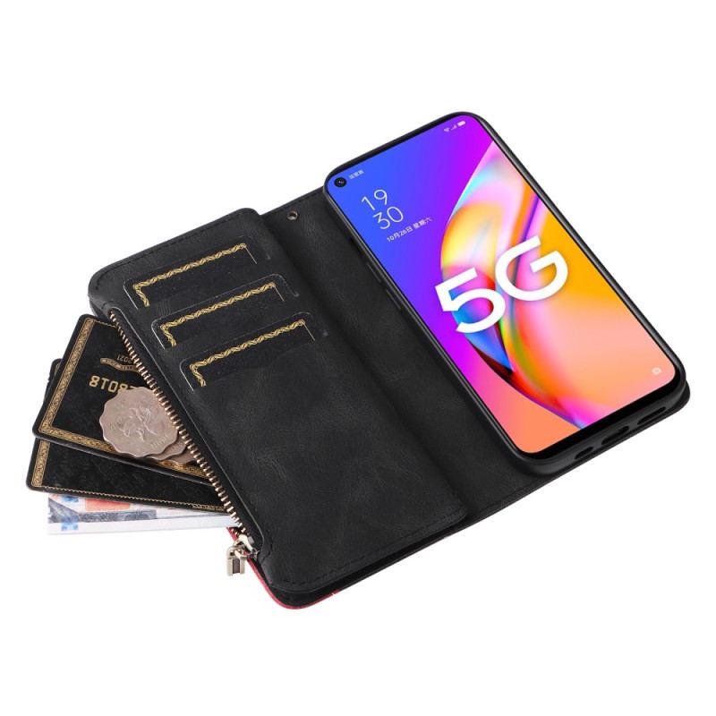 Capa De Couro Para Oppo A54 5G / A74 5G Bicolor Com Porta Moedas