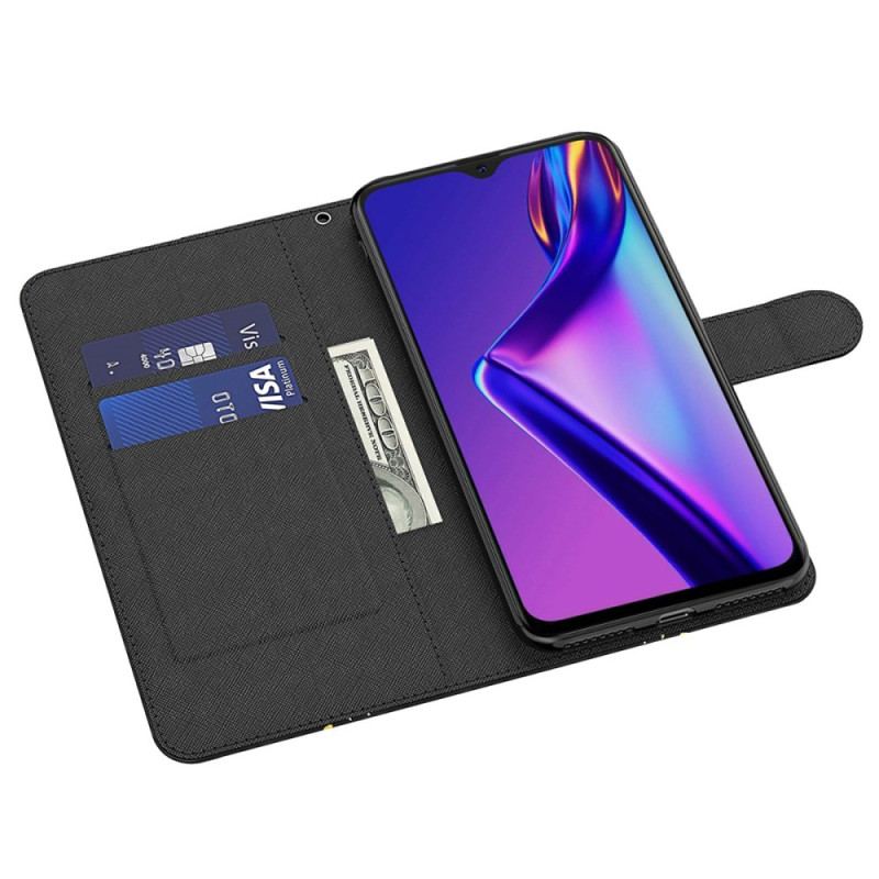 Capa De Couro Para Oppo A54 5G / A74 5G De Cordão Lobo Cordão