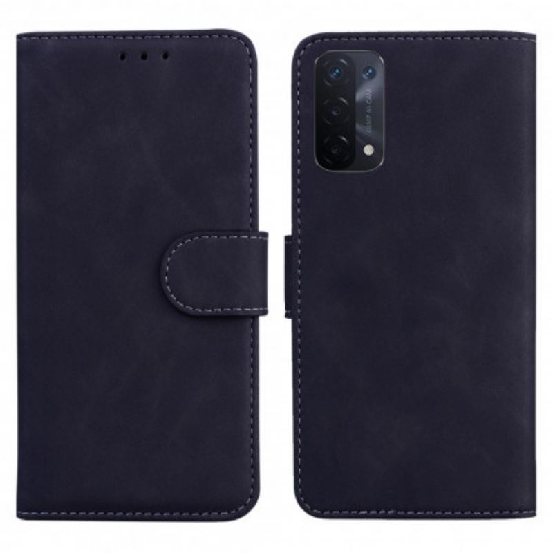 Capa De Couro Para Oppo A54 5G / A74 5G Efeito Couro Monocromático