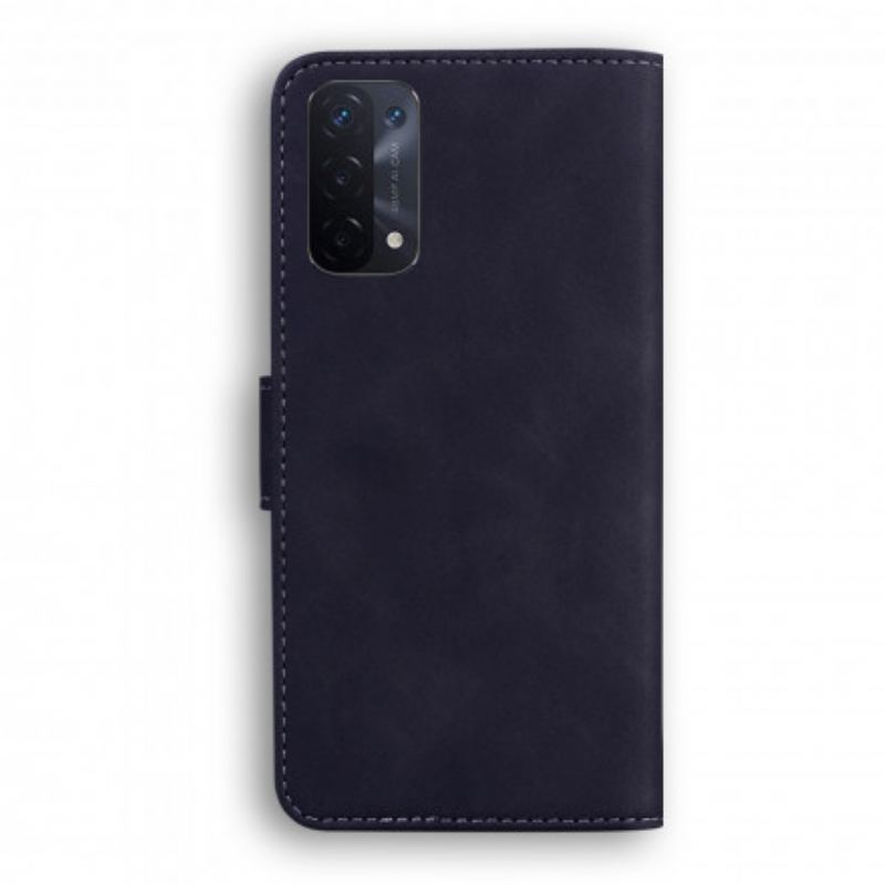 Capa De Couro Para Oppo A54 5G / A74 5G Efeito Couro Monocromático