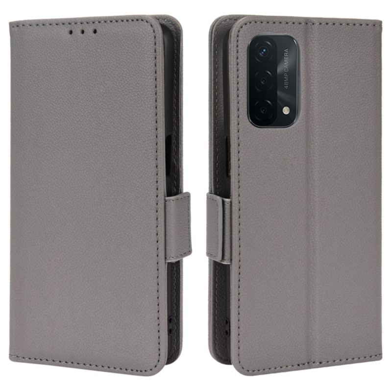 Capa De Couro Para Oppo A54 5G / A74 5G Fecho Duplo De Couro De Lichia