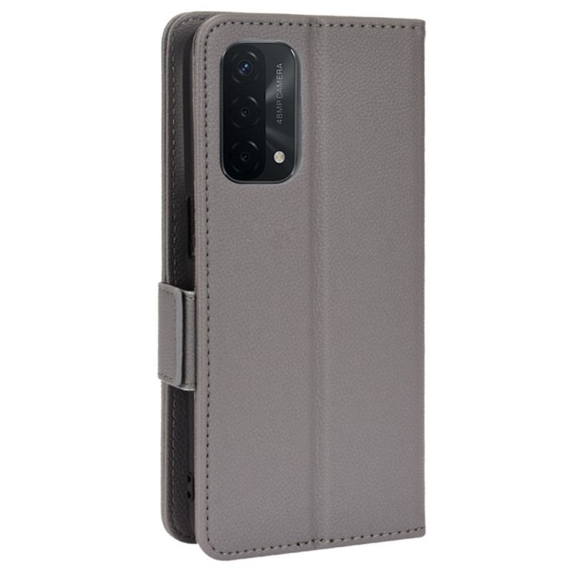 Capa De Couro Para Oppo A54 5G / A74 5G Fecho Duplo De Couro De Lichia