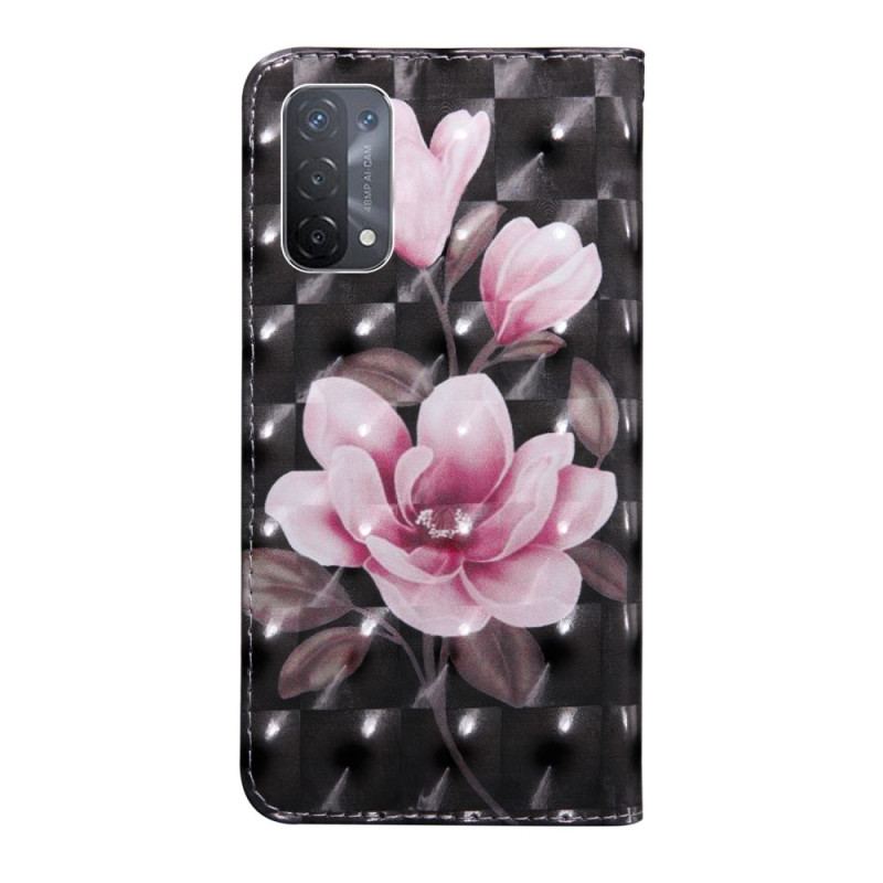 Capa De Couro Para Oppo A54 5G / A74 5G Flores Com Cordão