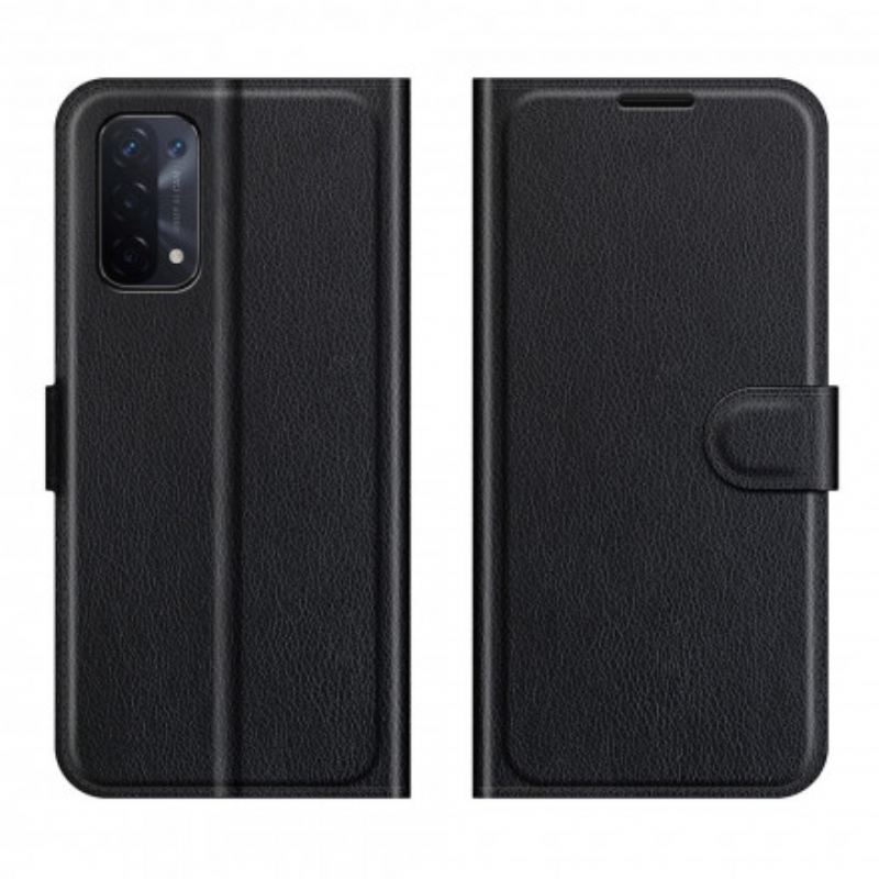 Capa De Couro Para Oppo A54 5G / A74 5G Couro Sintético De Lichia Clássico