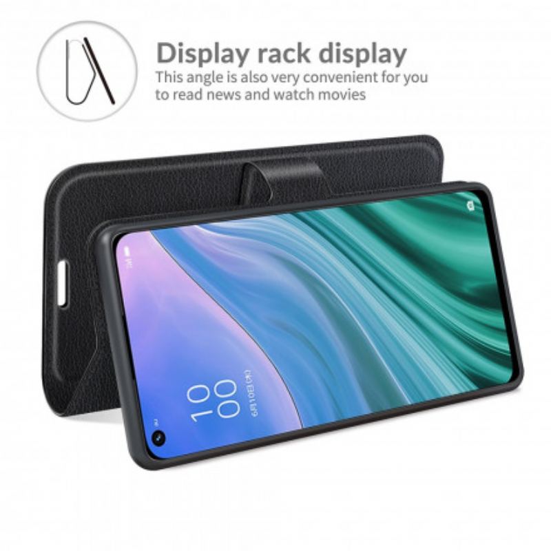 Capa De Couro Para Oppo A54 5G / A74 5G Couro Sintético De Lichia Clássico