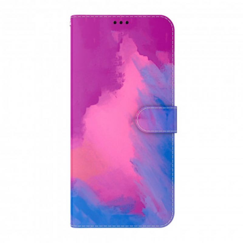 Capa Em Pele Para Oppo A54 5G / A74 5G Aquarela