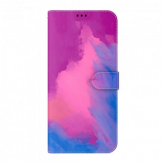 Capa Em Pele Para Oppo A54 5G / A74 5G Aquarela