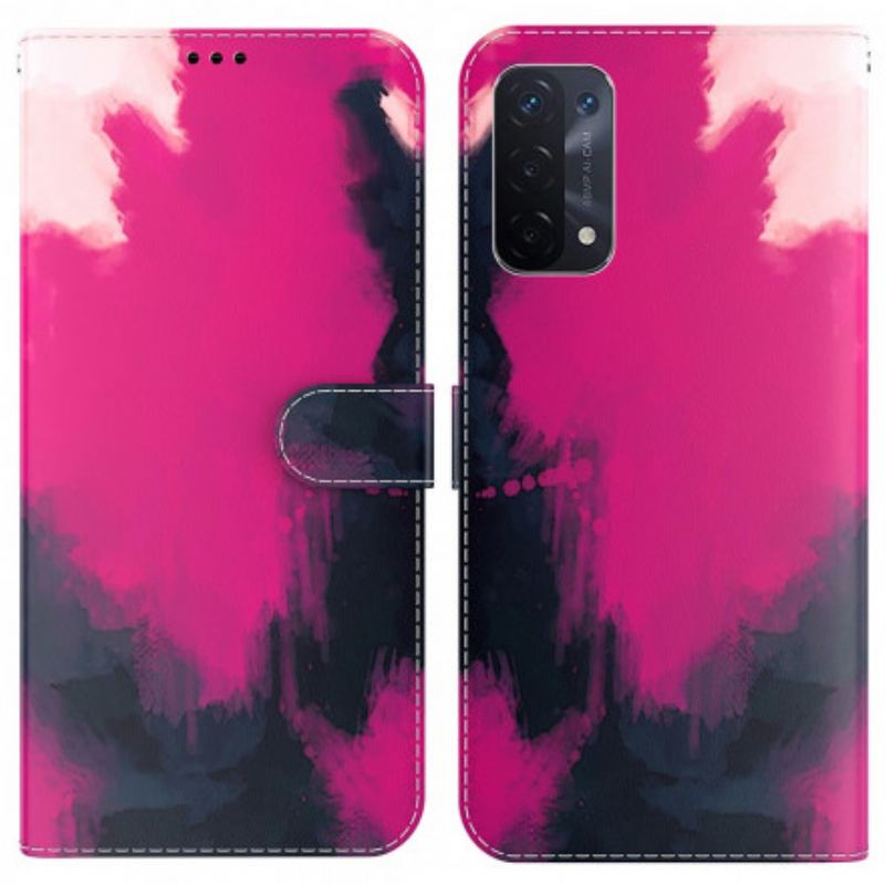 Capa Em Pele Para Oppo A54 5G / A74 5G Aquarela