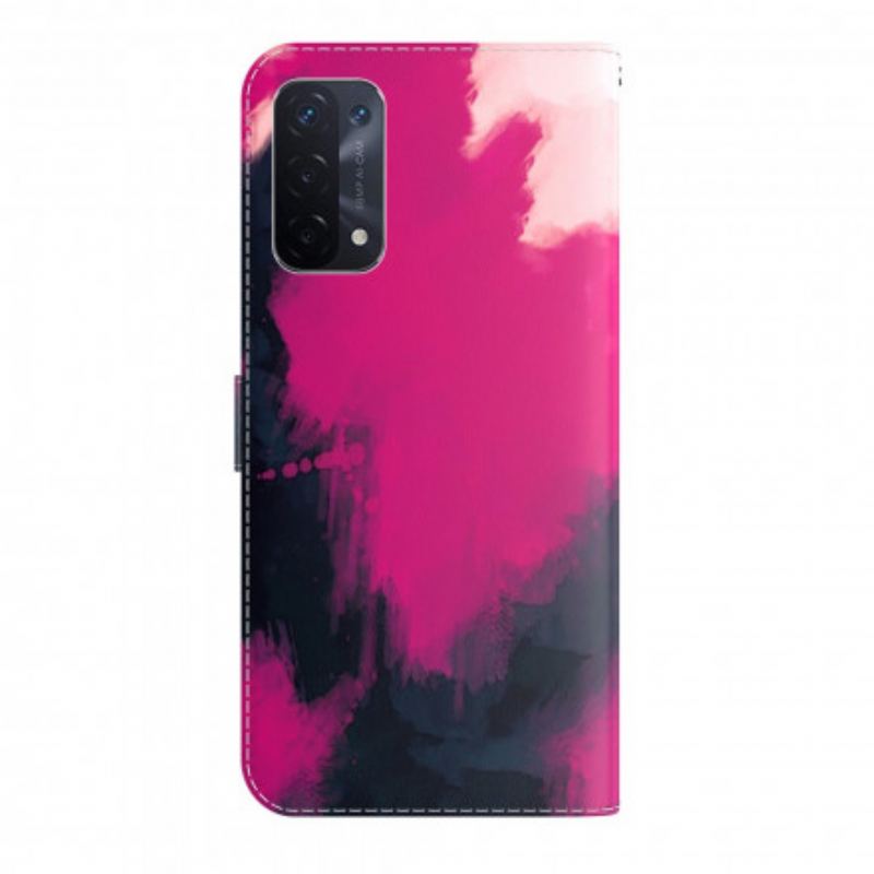 Capa Em Pele Para Oppo A54 5G / A74 5G Aquarela