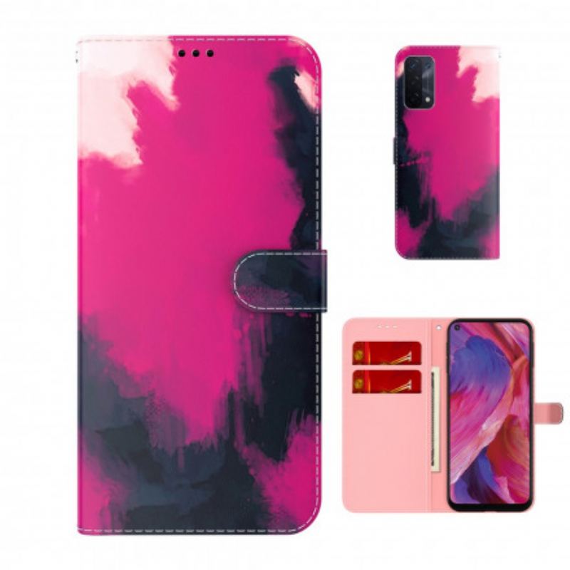 Capa Em Pele Para Oppo A54 5G / A74 5G Aquarela