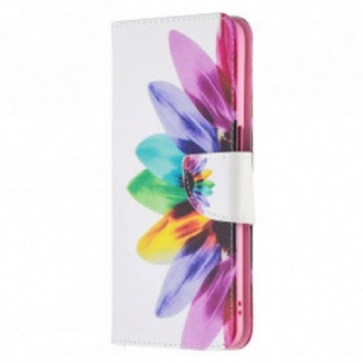 Capa Em Pele Para Oppo A54 5G / A74 5G Flor Aquarela