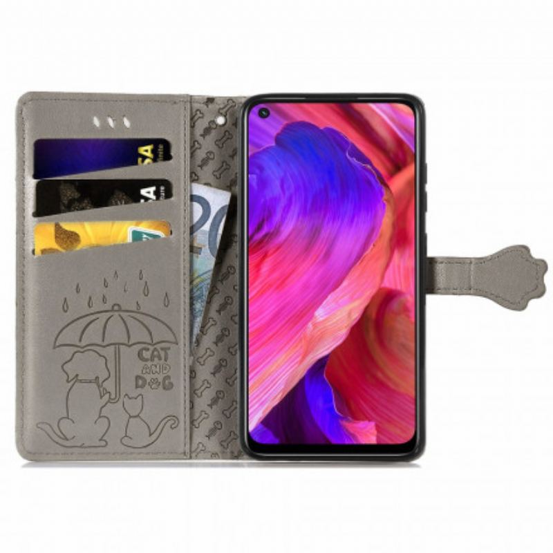 Capa Flip Para Oppo A54 5G / A74 5G Animais Animados