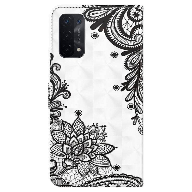 Capa Flip Para Oppo A54 5G / A74 5G De Cordão Renda Strappy