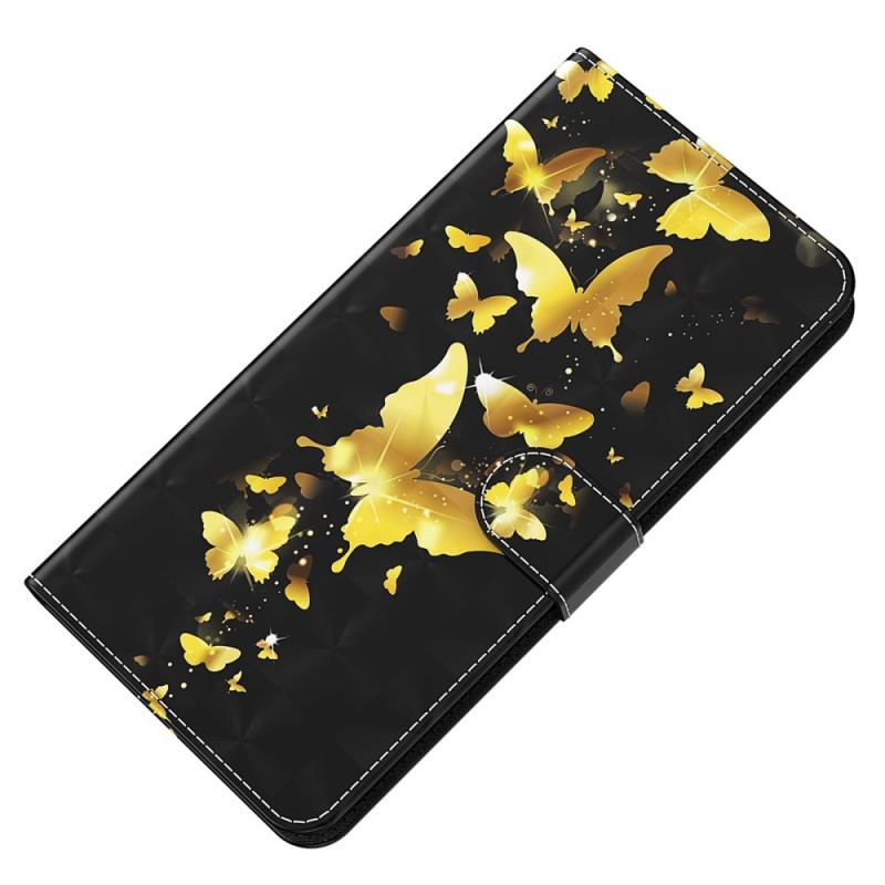 Capa Flip Para Oppo A54 5G / A74 5G De Cordão Tanga Borboletas