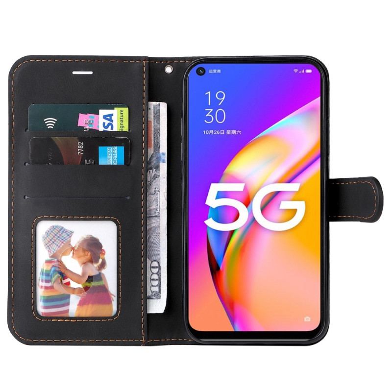 Capa Flip Para Oppo A54 5G / A74 5G Dois Tons Com Alça