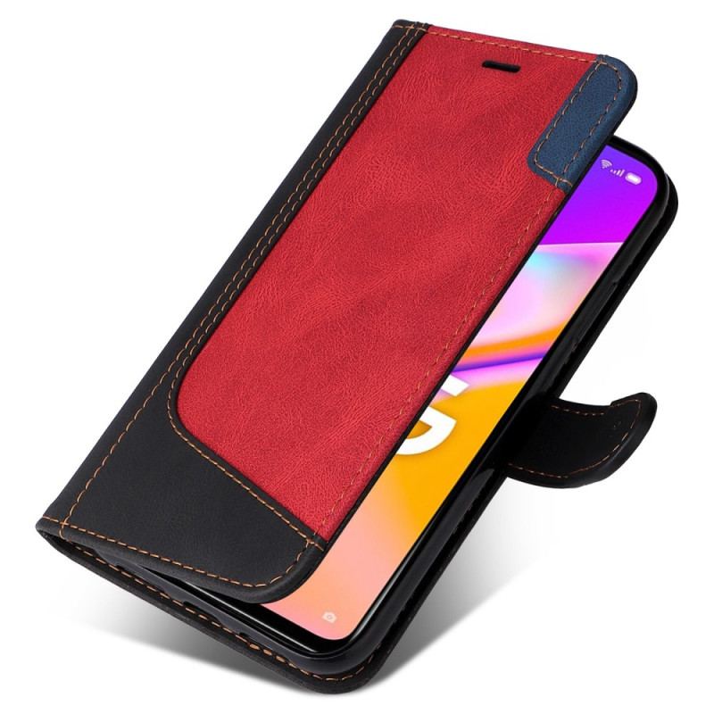 Capa Flip Para Oppo A54 5G / A74 5G Dois Tons Com Alça