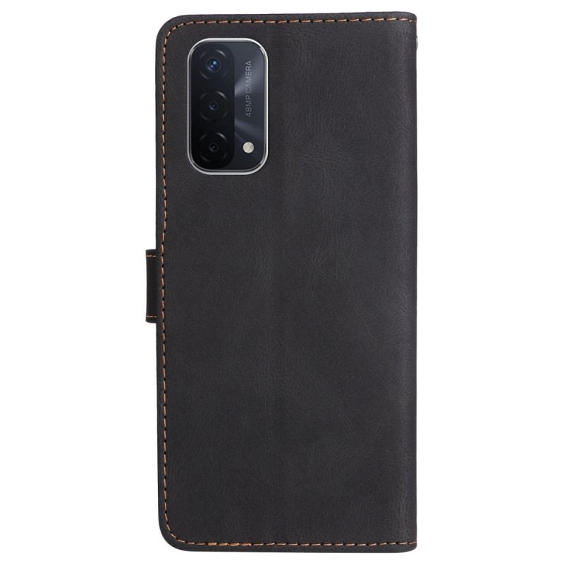 Capa Flip Para Oppo A54 5G / A74 5G Dois Tons Com Alça