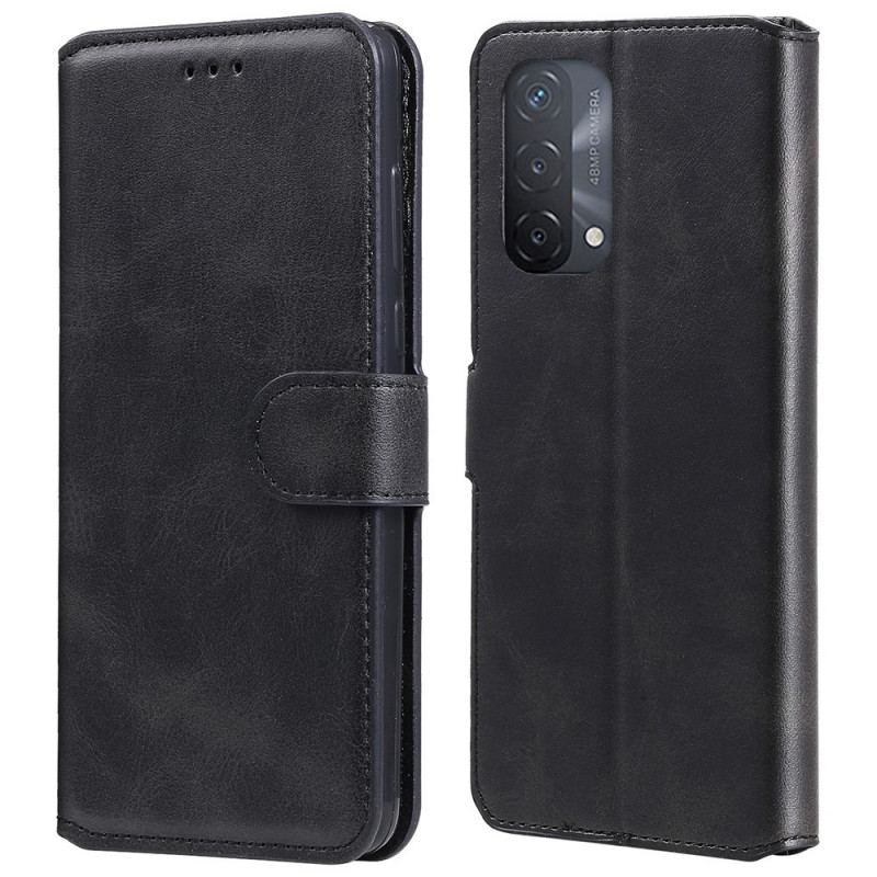 Capa Flip Para Oppo A54 5G / A74 5G Efeito Couro