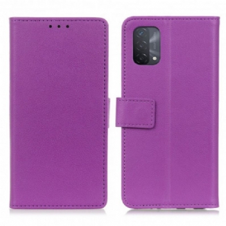 Capa Flip Para Oppo A54 5G / A74 5G Efeito Couro Brilhante Simples