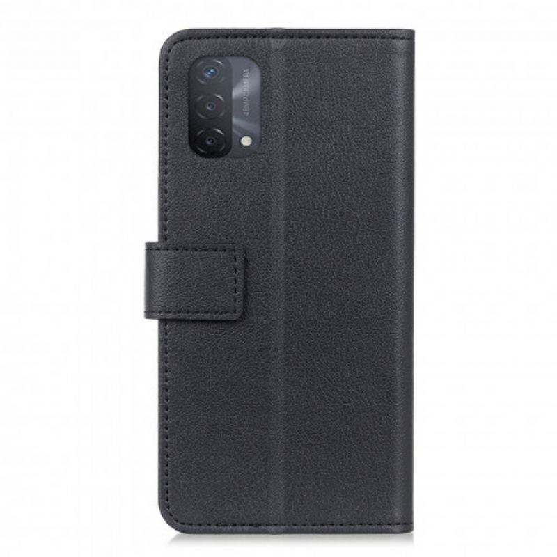 Capa Flip Para Oppo A54 5G / A74 5G Efeito Couro Brilhante Simples