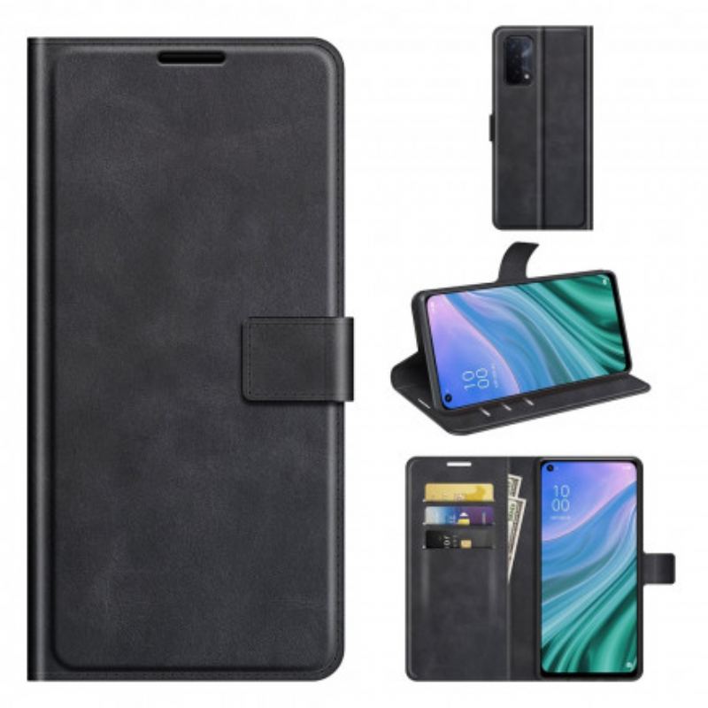 Capa Flip Para Oppo A54 5G / A74 5G Estilo Retrô Clássico Em Couro