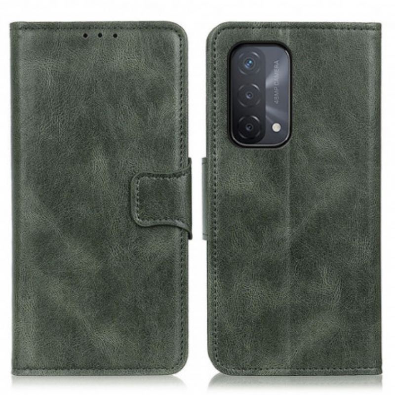 Capa Flip Para Oppo A54 5G / A74 5G Fecho Reversível Efeito Couro