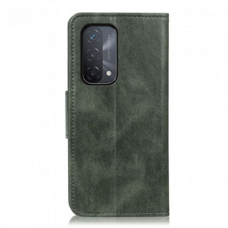 Capa Flip Para Oppo A54 5G / A74 5G Fecho Reversível Efeito Couro