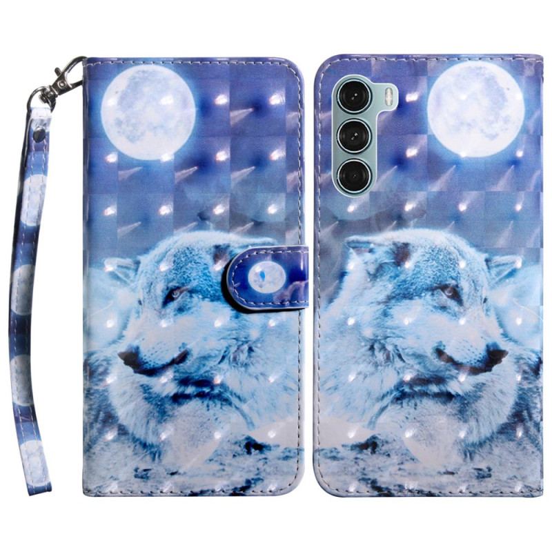 Capa Flip Para Oppo A54 5G / A74 5G Lobo Com Cordão