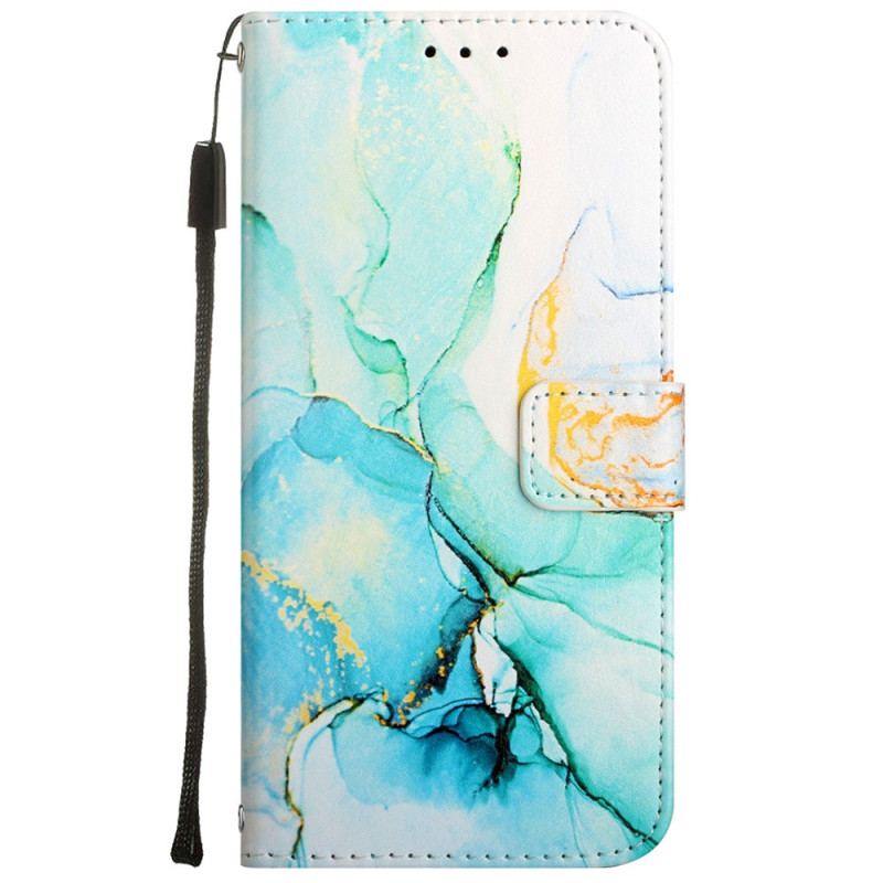 Capa Flip Para Oppo A54 5G / A74 5G Mármore Com Cordão