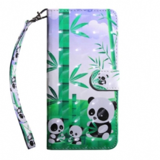 Capa Flip Para Oppo A54 5G / A74 5G Panda Com Cordão