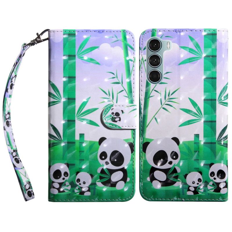 Capa Flip Para Oppo A54 5G / A74 5G Panda Com Cordão