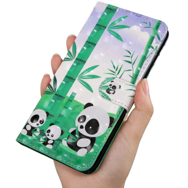 Capa Flip Para Oppo A54 5G / A74 5G Panda Com Cordão