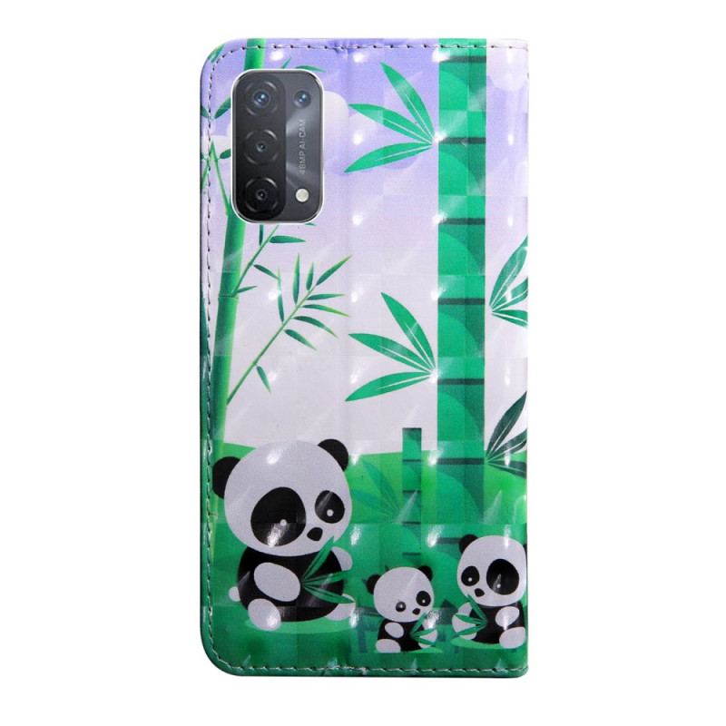 Capa Flip Para Oppo A54 5G / A74 5G Panda Com Cordão