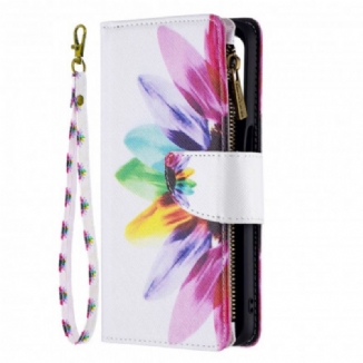 Capa Folio Para Oppo A54 5G / A74 5G Bolso Com Zíper Flor