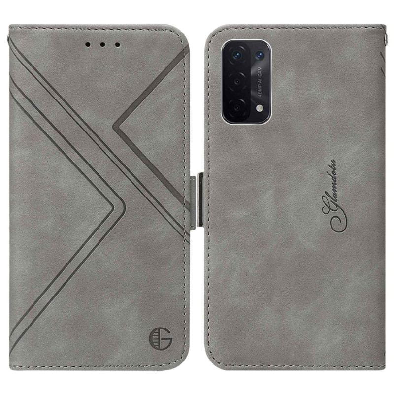 Capa Folio Para Oppo A54 5G / A74 5G Couro Sintético Rfid