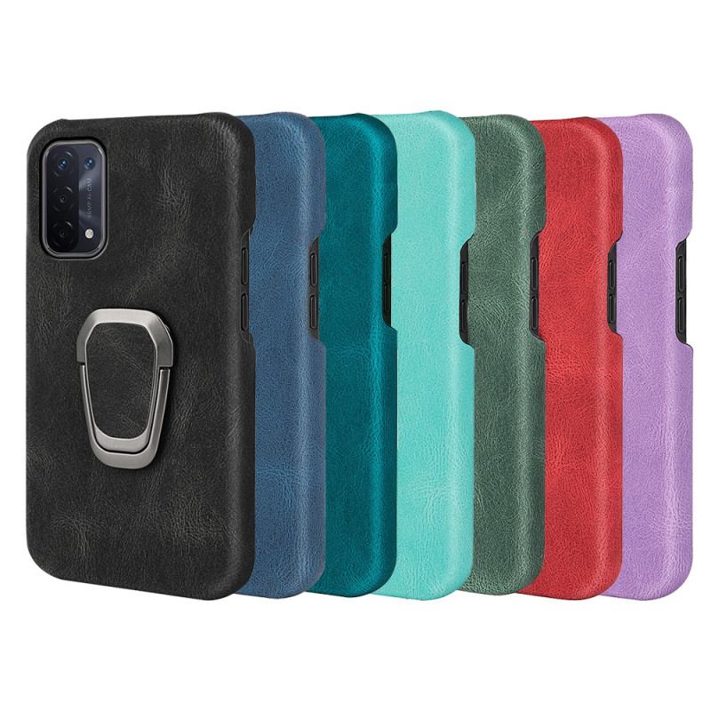 Capa Para Oppo A54 5G / A74 5G Porta-anel Efeito Couro