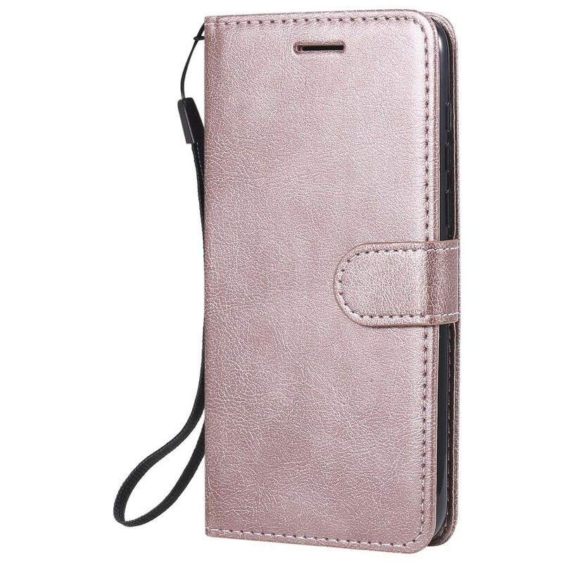 Capa Flip Para Huawei Y5p De Cordão Efeito De Couro Com Tiras