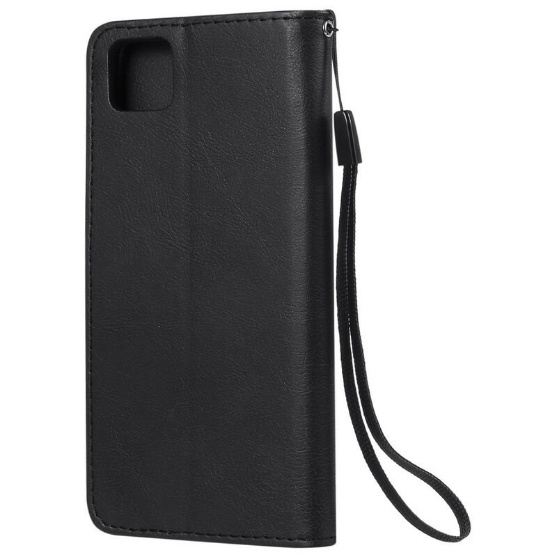 Capa Flip Para Huawei Y5p De Cordão Efeito De Couro Com Tiras