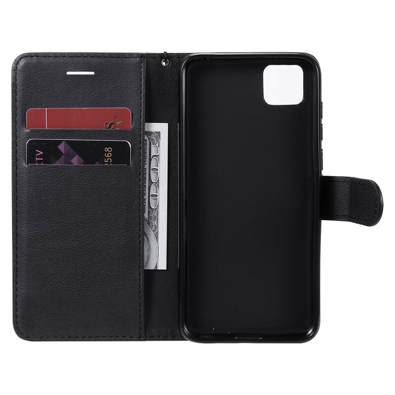 Capa Flip Para Huawei Y5p De Cordão Efeito De Couro Com Tiras