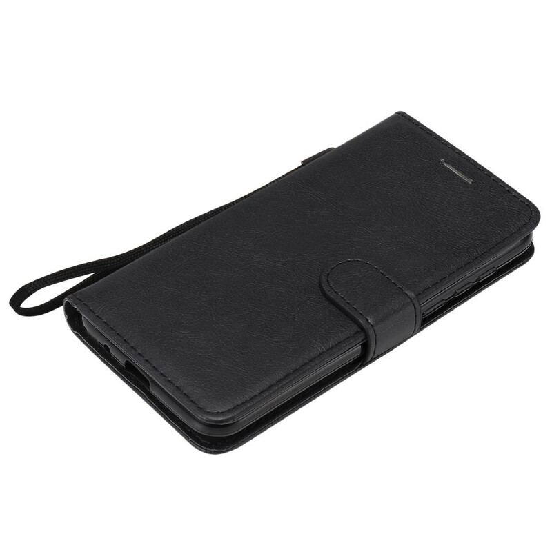 Capa Flip Para Huawei Y5p De Cordão Efeito De Couro Com Tiras