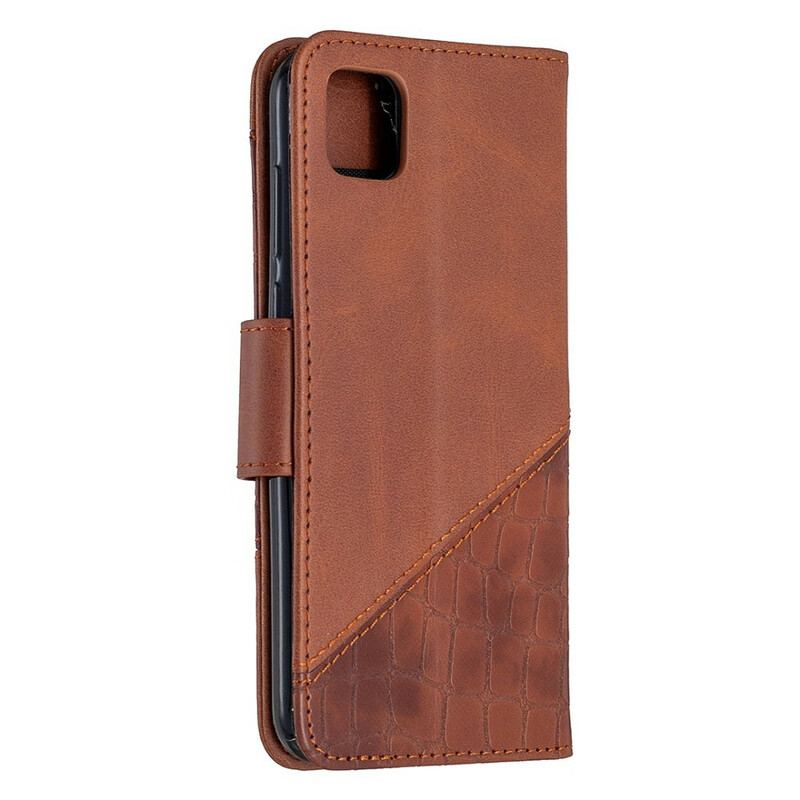 Capa Flip Para Huawei Y5p Efeito Clássico De Pele De Crocodilo