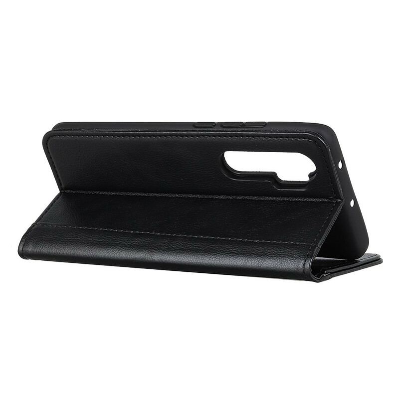 Capa De Celular Para OnePlus Nord Flip Couro Rachado De Lichia