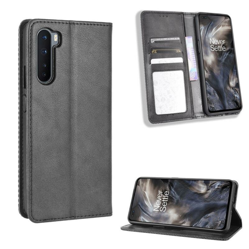 Capa De Celular Para OnePlus Nord Flip Efeito Couro Vintage Estilizado