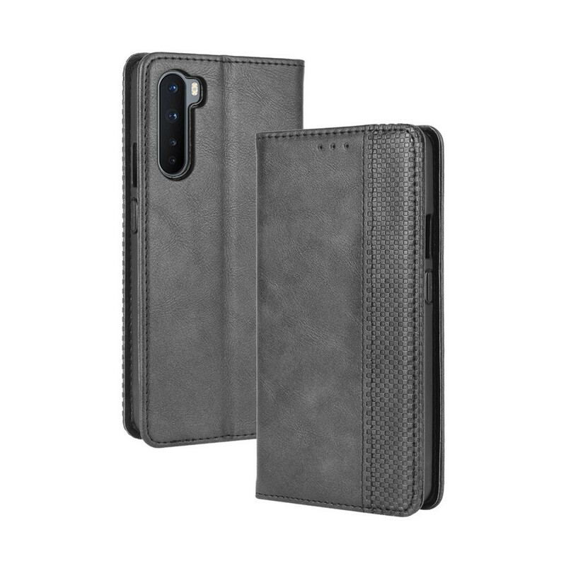 Capa De Celular Para OnePlus Nord Flip Efeito Couro Vintage Estilizado